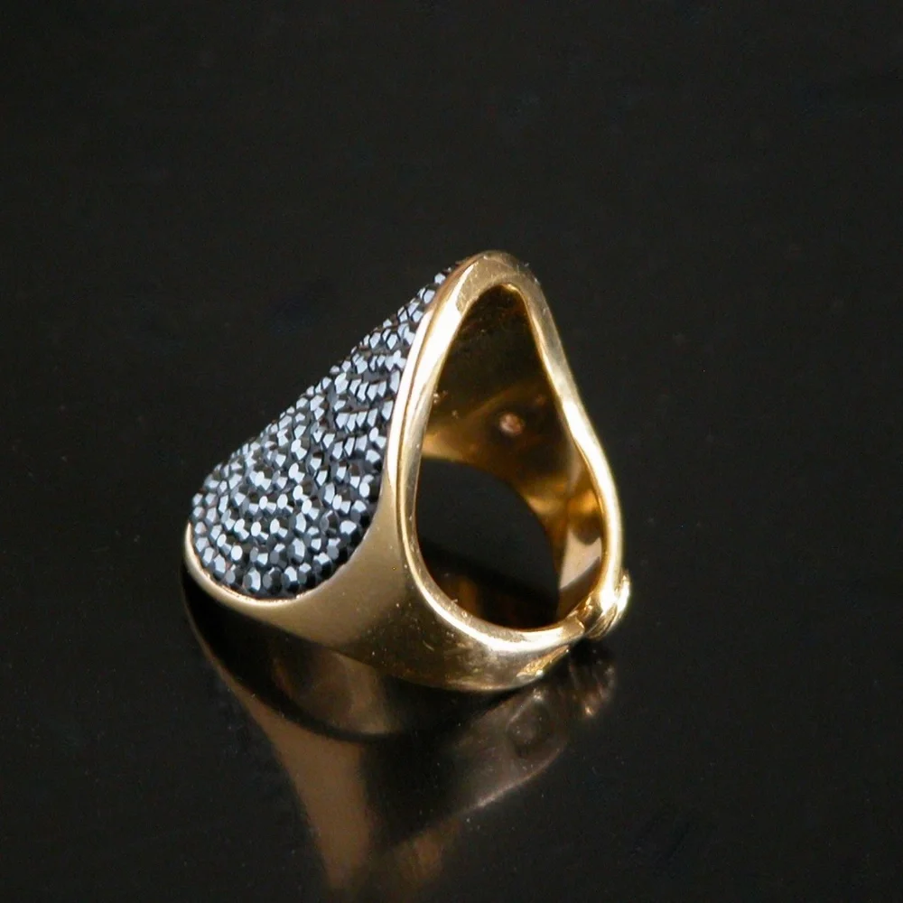 Henri Bendel New York ring Micro Grey Crystal Ring Sz 6 - Picture 3 of 6